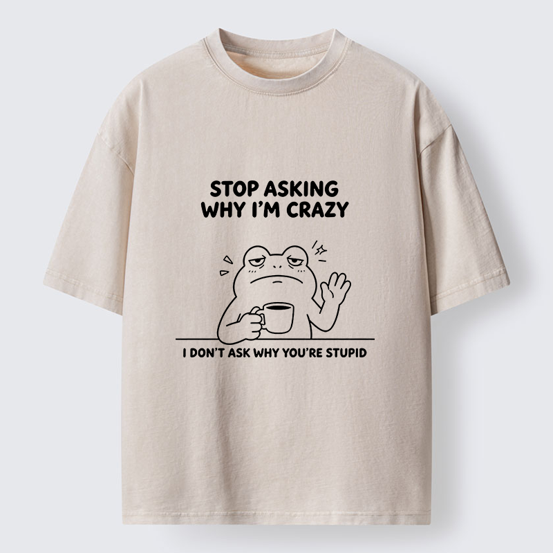 Tokyo-Tiger Mad Coffee Frog Meme Washed T-Shirt