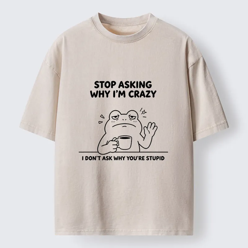 Tokyo-Tiger Mad Coffee Frog Meme Washed T-Shirt