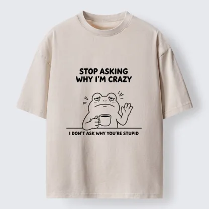 Tokyo-Tiger Mad Coffee Frog Meme Washed T-Shirt