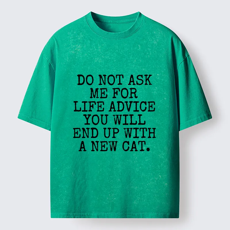 Tokyo-Tiger New Cat Advice Funny Meme Washed T-Shirt