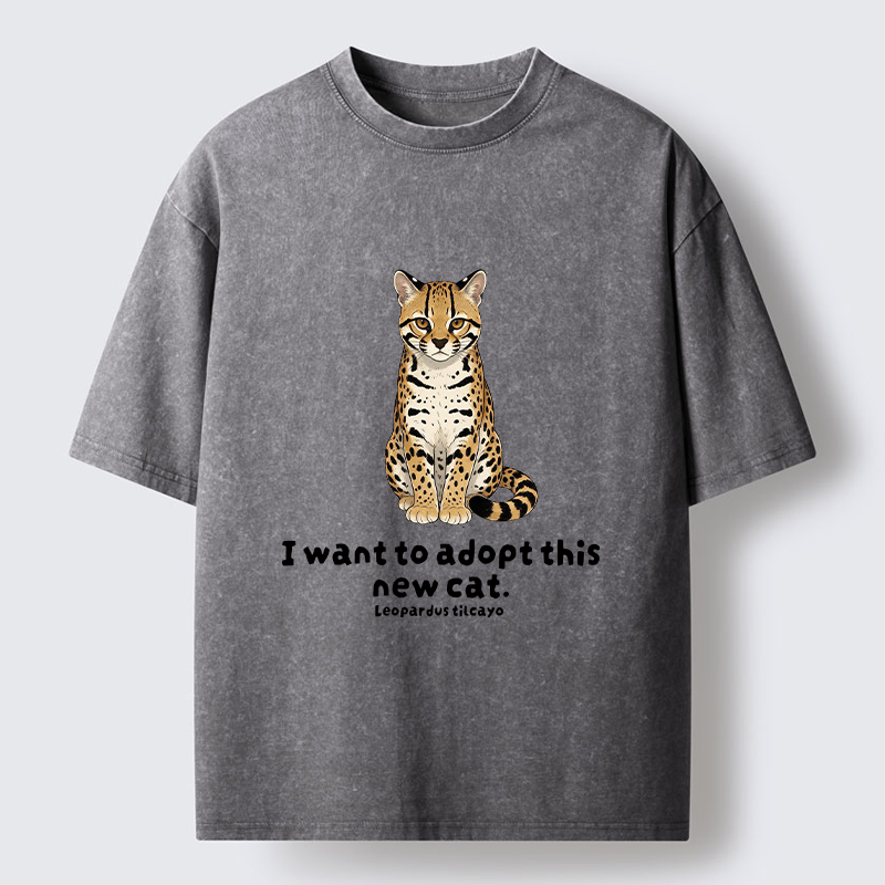 Tokyo-Tiger Adopt New Cat Funny Meme Washed T-Shirt