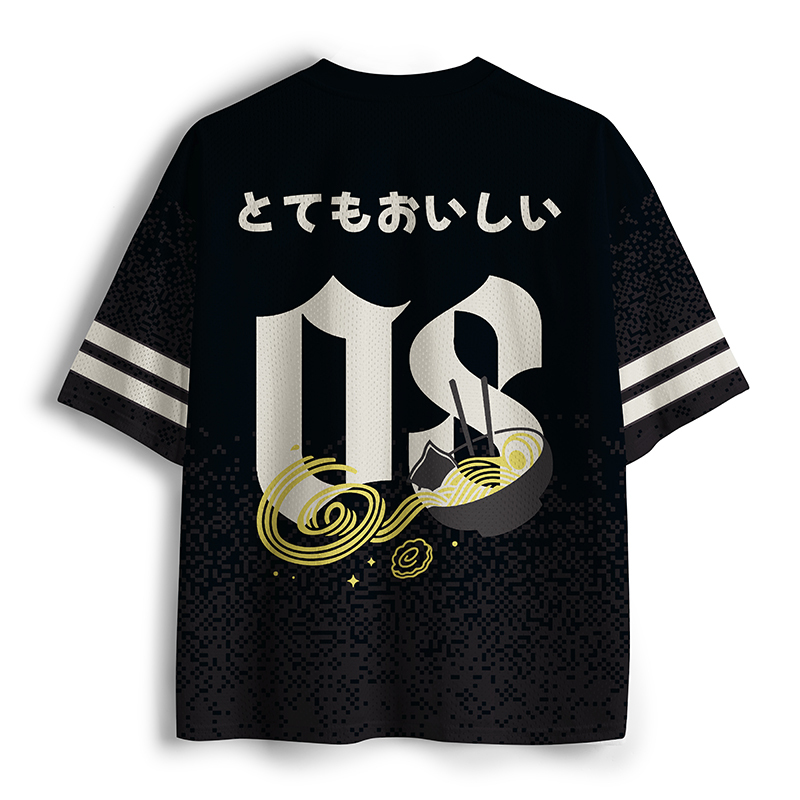 Tokyo-Tiger Cats Eat Ramen Noodles Mesh Jersey