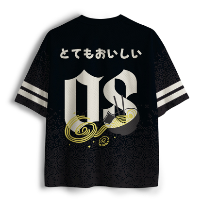 Tokyo-Tiger Cats Eat Ramen Noodles Mesh Jersey