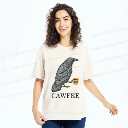 Tokyo-Tiger Cawfee Funny Washed T-Shirt