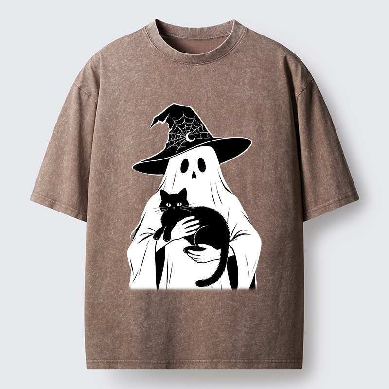 Tokyo-Tiger Ghost Cat Buddy Washed T-Shirt