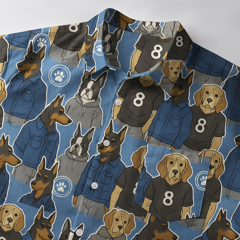 Tokyo-Tiger Funny Dogs Wearing Clothes Button-up Shirt