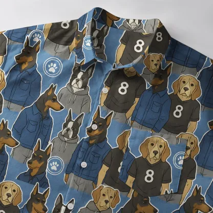 Tokyo-Tiger Funny Dogs Wearing Clothes Button-up Shirt