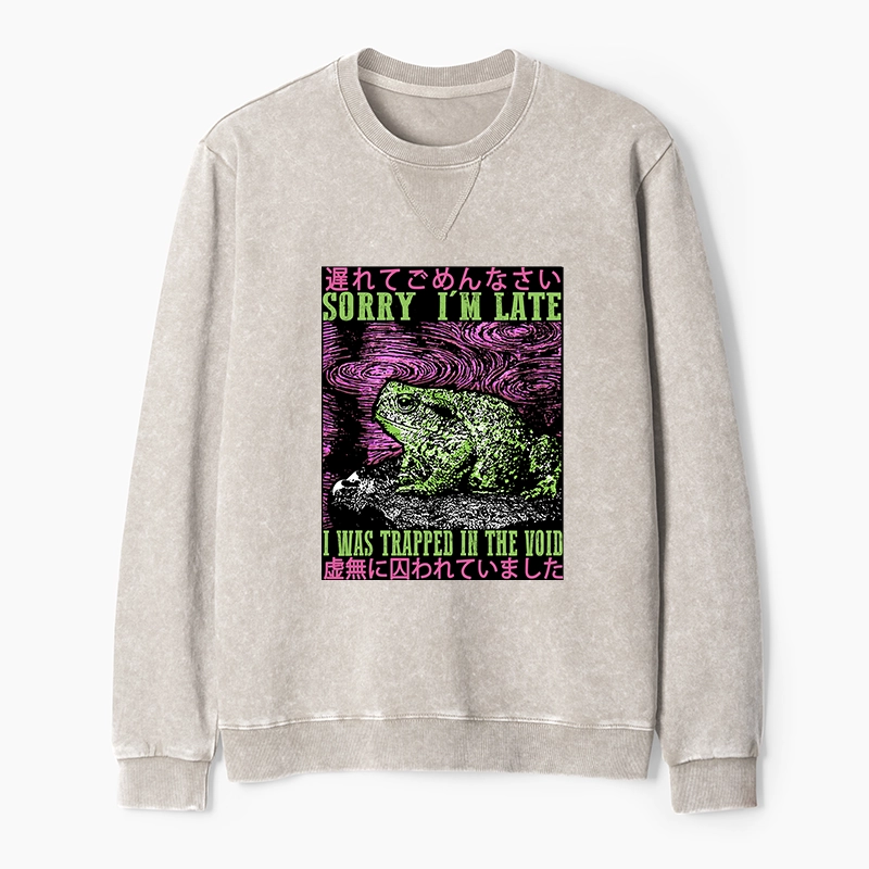 Tokyo-Tiger Frogs Trapped In The Void Washed Terry Sweatshirt