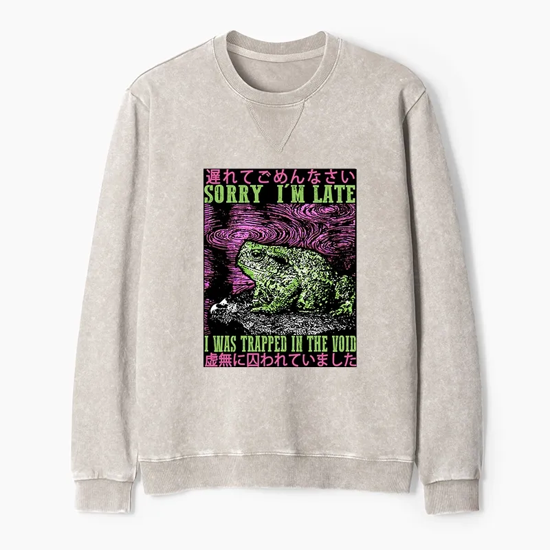 Tokyo-Tiger Frogs Trapped In The Void Washed Terry Sweatshirt