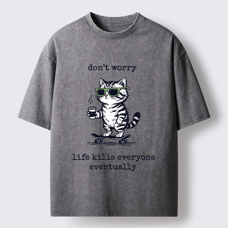 Tokyo-Tiger Chill Cat Meme Washed T-Shirt