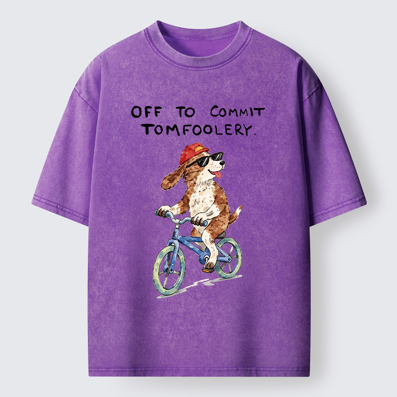 Tokyo-Tiger Funny Mischief Dog Meme Washed T-Shirt