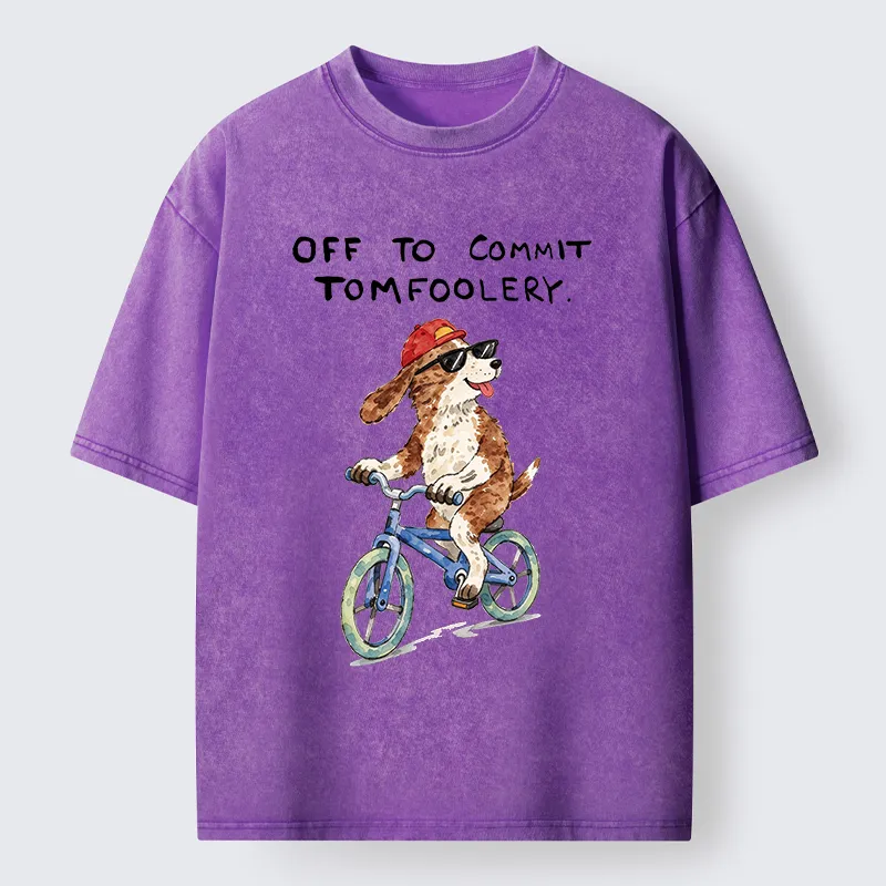 Tokyo-Tiger Funny Mischief Dog Meme Washed T-Shirt