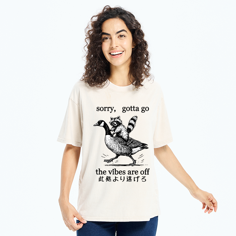 Tokyo‑Tiger Raccoon Goose Escape Washed T-Shirt