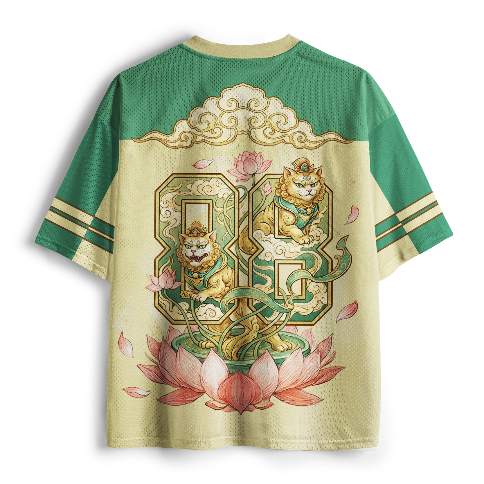 Tokyo-Tiger Zen Cat: Lotus Serenity Mesh Jersey