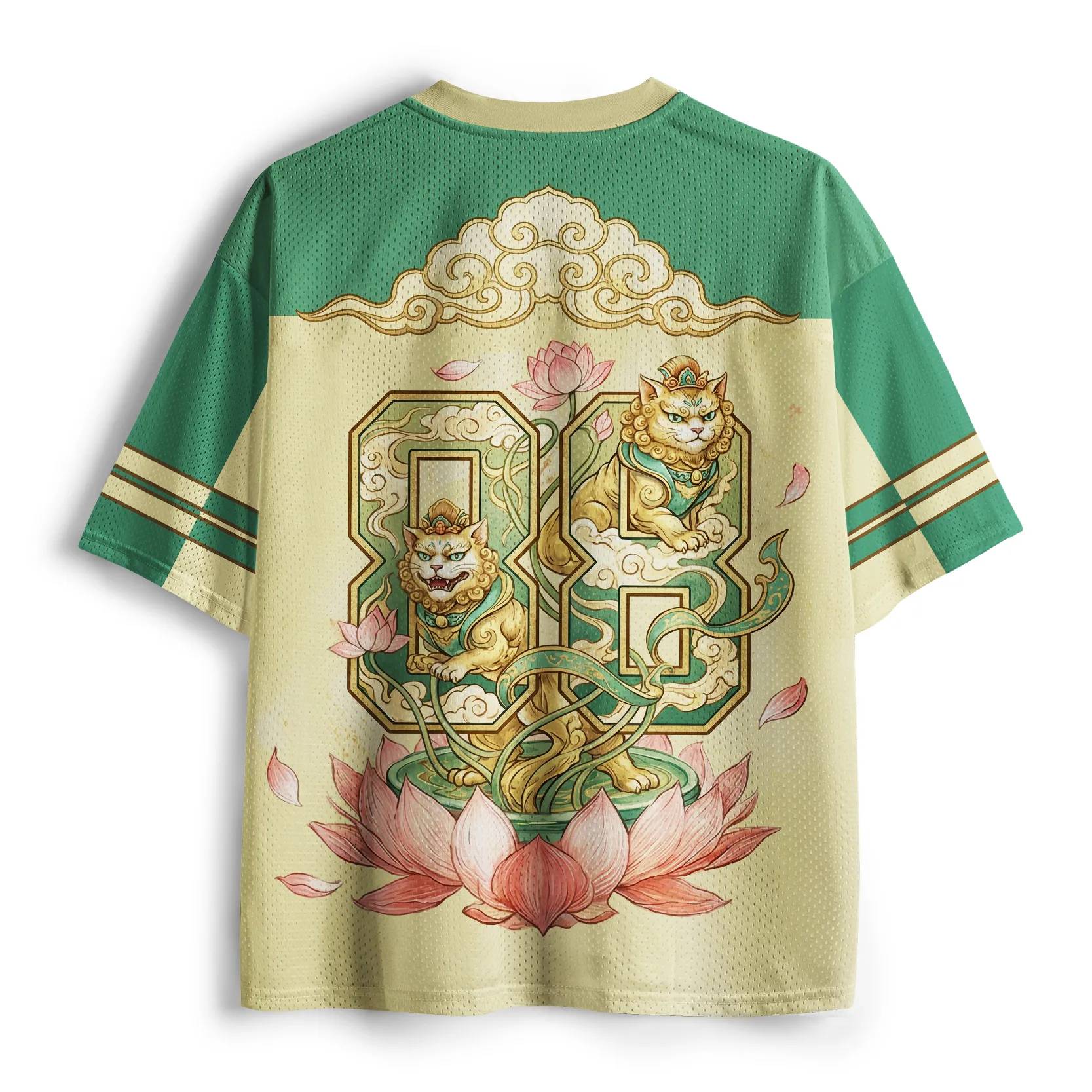 Tokyo-Tiger Zen Cat: Lotus Serenity Mesh Jersey