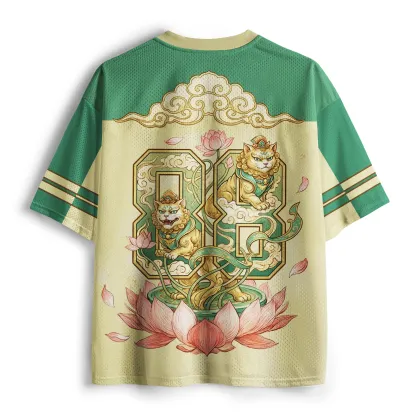Tokyo-Tiger Zen Cat: Lotus Serenity Mesh Jersey