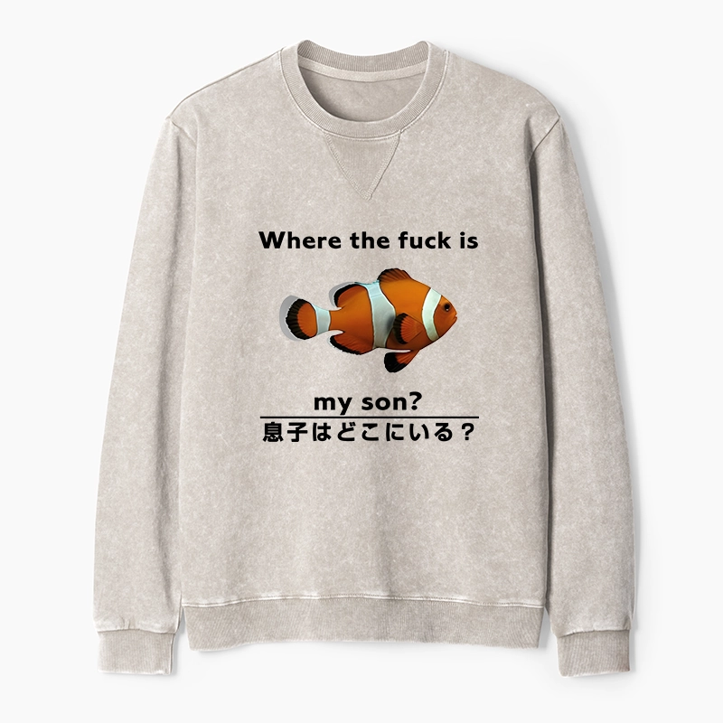 Tokyo-Tiger Fish Looking For Son Washed Terry Sweatshirt
