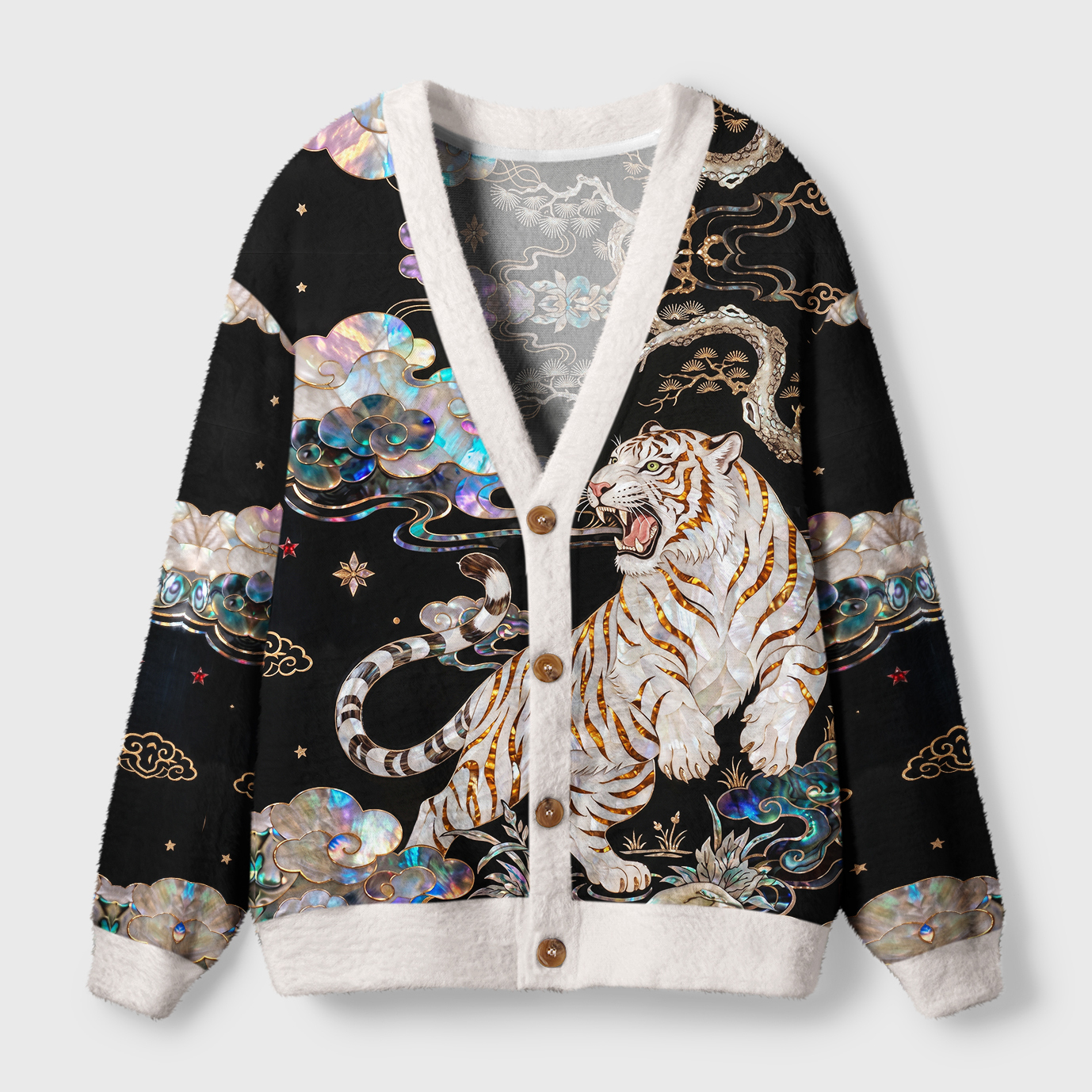 Tokyo-Tiger Celestial Tiger Rising Ugly Cardigan Sweater