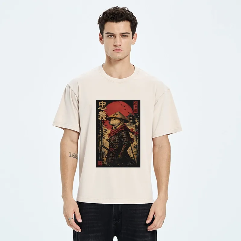 Tokyo-Tiger Loyal Samurai Dog With A Sword Washed T-Shirt