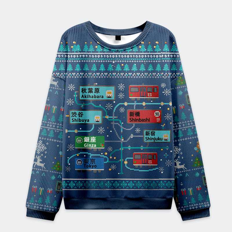 Tokyo-Tiger Tokyo Transit Christmas Ugly Sweatshirt