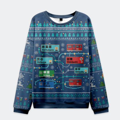 Tokyo-Tiger Tokyo Transit Christmas Ugly Sweatshirt