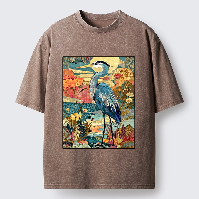 Tokyo‑Tiger Heron Wild Bloom Washed T‑Shirt