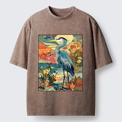 Tokyo‑Tiger Heron Wild Bloom Washed T‑Shirt