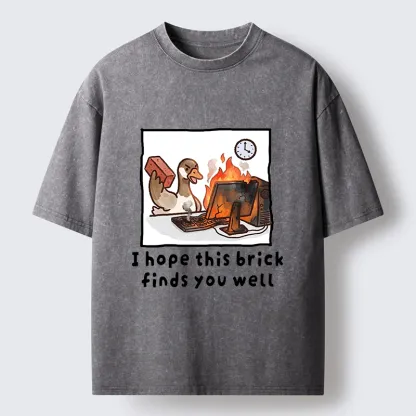 Tokyo-Tiger Office Angry Duck Graphic Washed T-Shirt