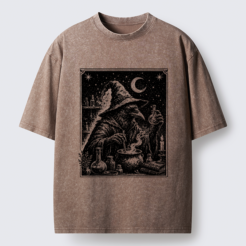 Tokyo-Tiger Funny Magical Raven Washed T-Shirt