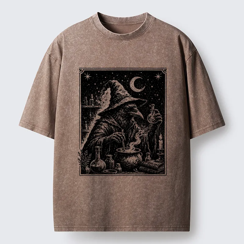 Tokyo-Tiger Funny Magical Raven Washed T-Shirt