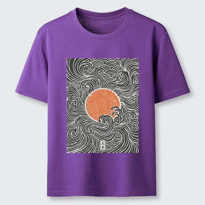 Tokyo-Tiger Ukiyo-e Sun And Waves Classic T-Shirt