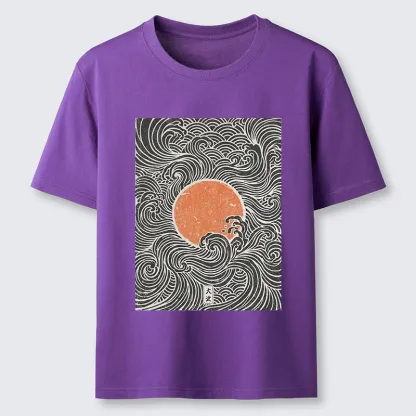 Tokyo-Tiger Ukiyo-e Sun And Waves Classic T-Shirt