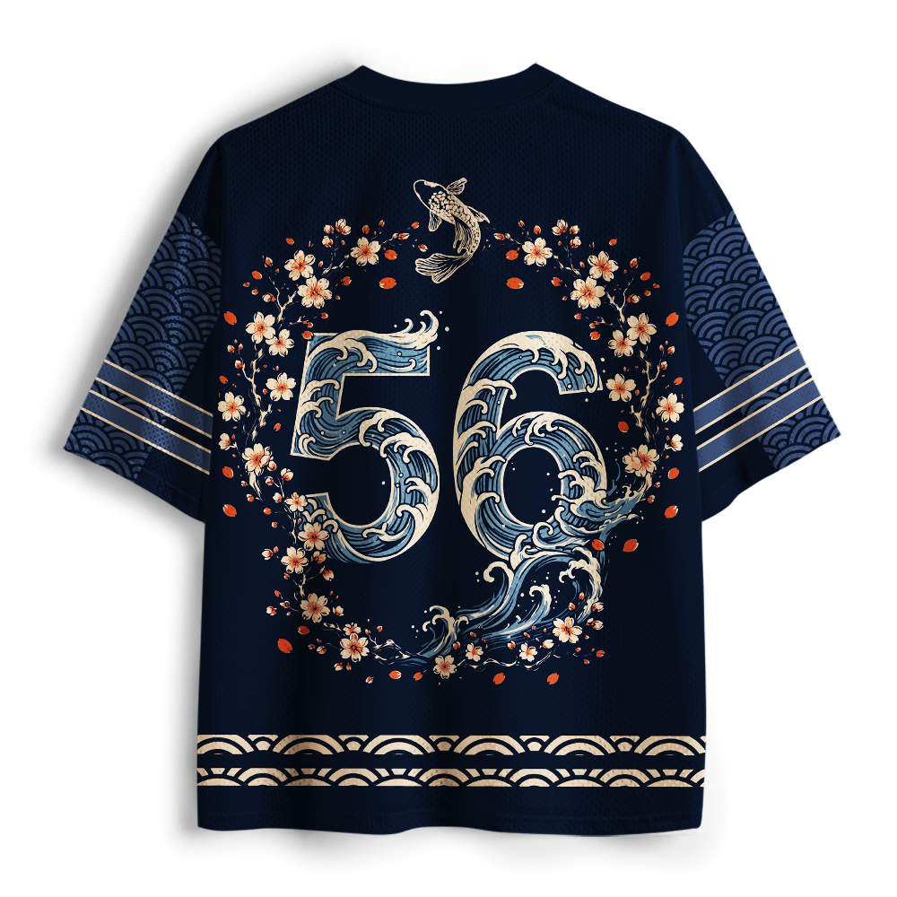 Tokyo-Tiger Japanese Twin Koi Wave Art Mesh Jersey
