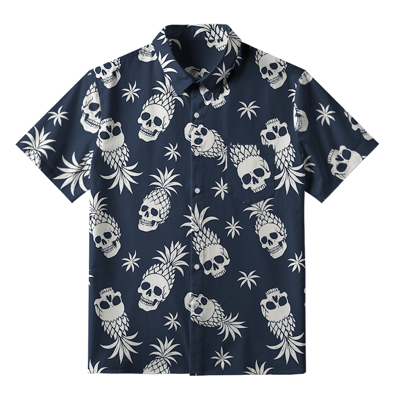 Tokyo-Tiger Pineapple Skull Button-up Shirt