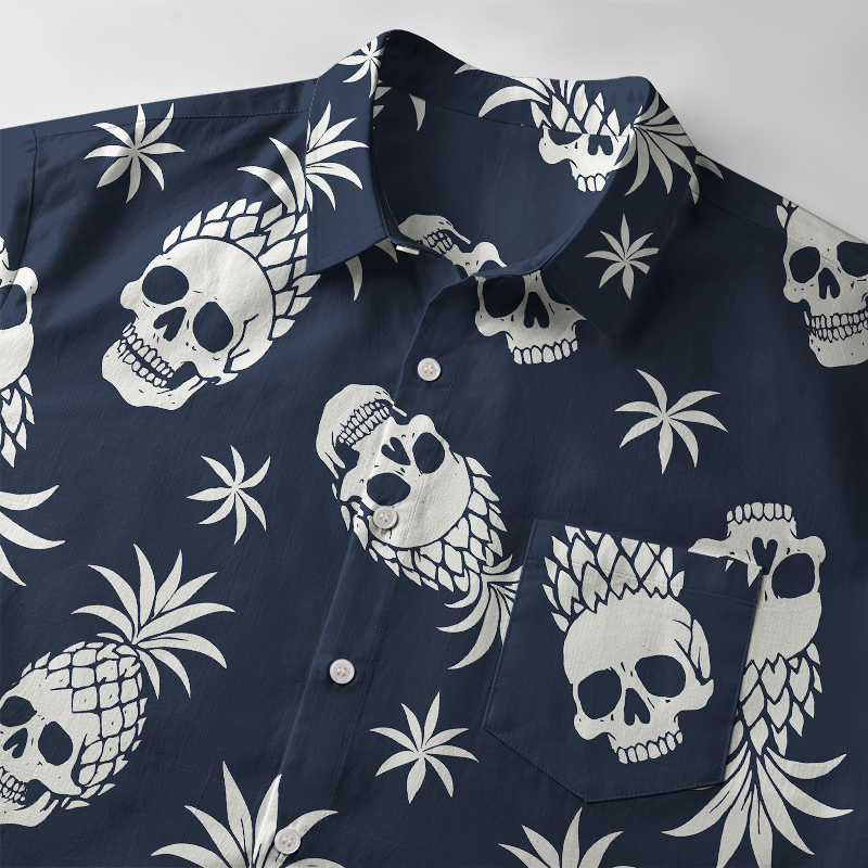 Tokyo-Tiger Pineapple Skull Button-up Shirt