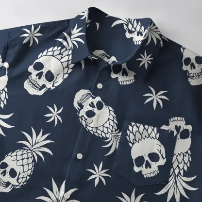 Tokyo-Tiger Pineapple Skull Button-up Shirt