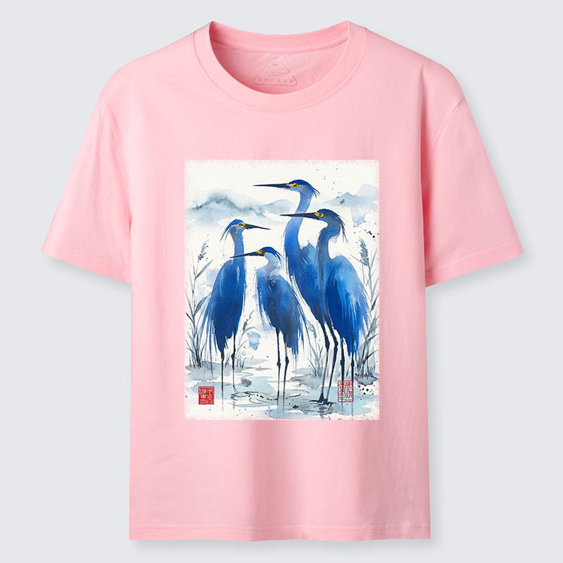 Tokyo-Tiger Blue Heron Ink Art Classic T-Shirt