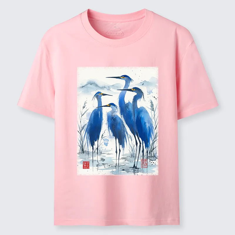 Tokyo-Tiger Blue Heron Ink Art Classic T-Shirt