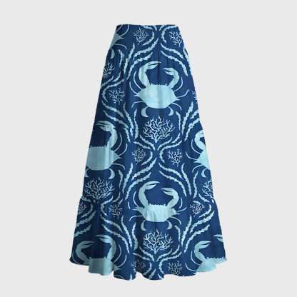 Tokyo-Tiger Crab And Seaweed Maxi Skirt