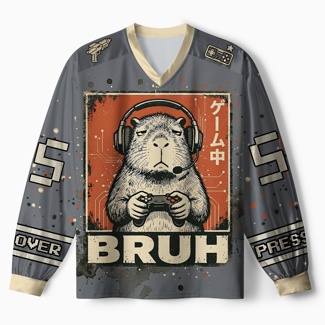 Tokyo-Tiger "BRUH" Capy Gamer Paneled Long Sleeve Jersey