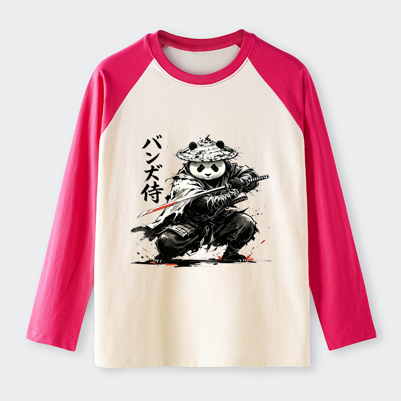 Tokyo-Tiger Panda Samurai Warrior Raglan Long Sleeve T-shirt