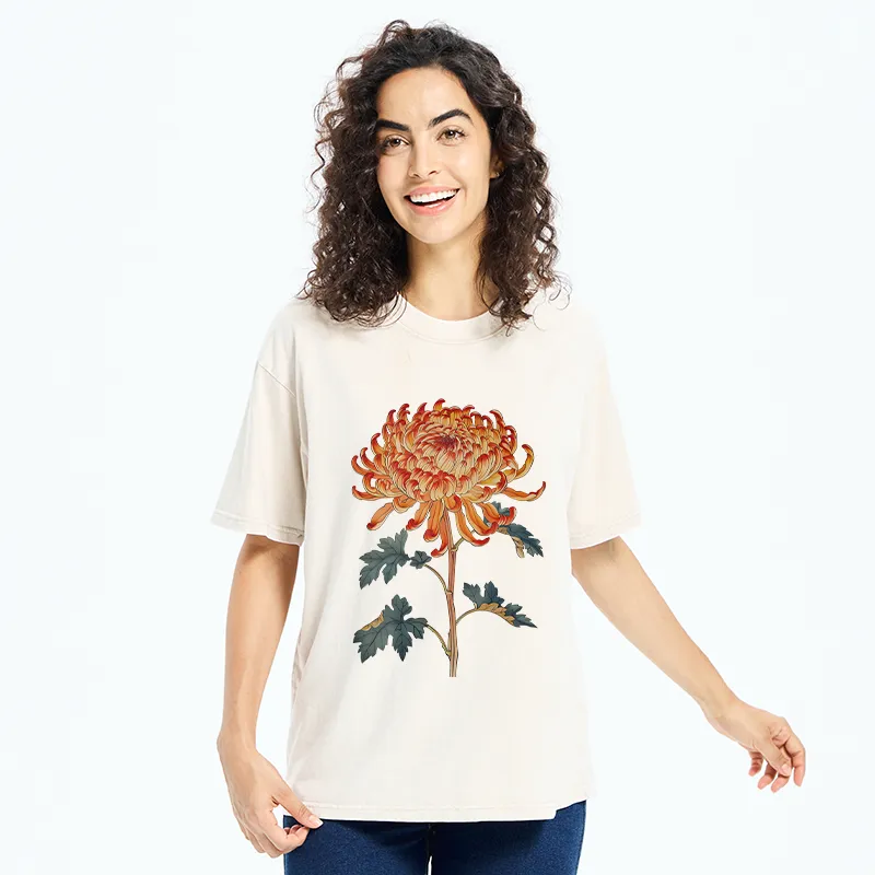 Tokyo-Tiger Japanese Chrysanthemum Washed T-Shirt