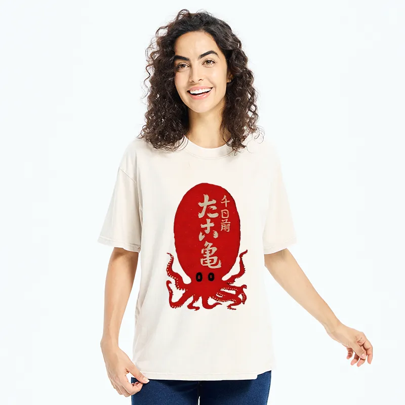 Tokyo-Tiger Retro Octopus Washed T-Shirt