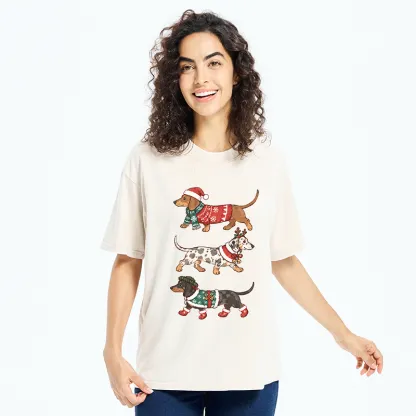 Tokyo-Tiger Christmas Dachshund Trio Washed T-Shirt