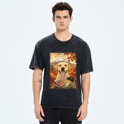 Tokyo-Tiger Ramen Dog Feast Washed T-Shirt