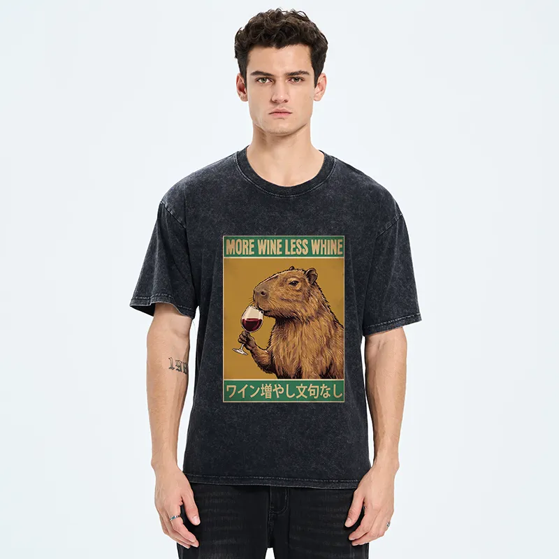Tokyo-Tiger Capybara Wine Time Washed T-Shirt