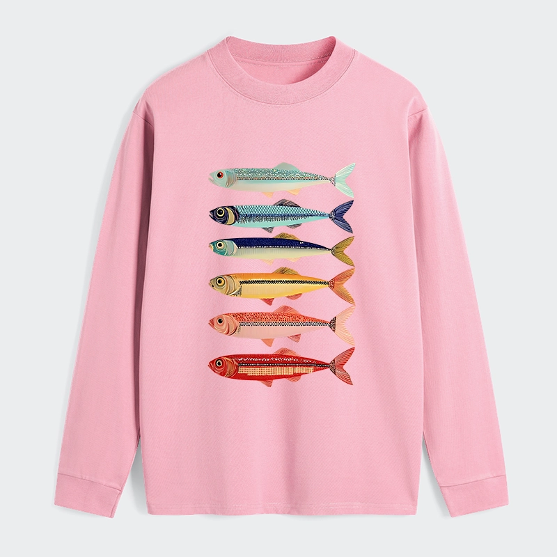 Tokyo‑Tiger Colorful Fish Stack Classic Long Sleeve T-Shirt
