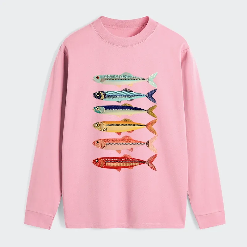 Tokyo‑Tiger Colorful Fish Stack Classic Long Sleeve T-Shirt