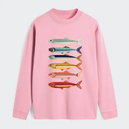 Tokyo‑Tiger Colorful Fish Stack Classic Long Sleeve T-Shirt