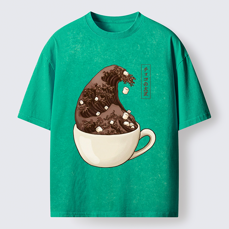 Tokyo-Tiger Coffee Wave Art Washed T-Shirt